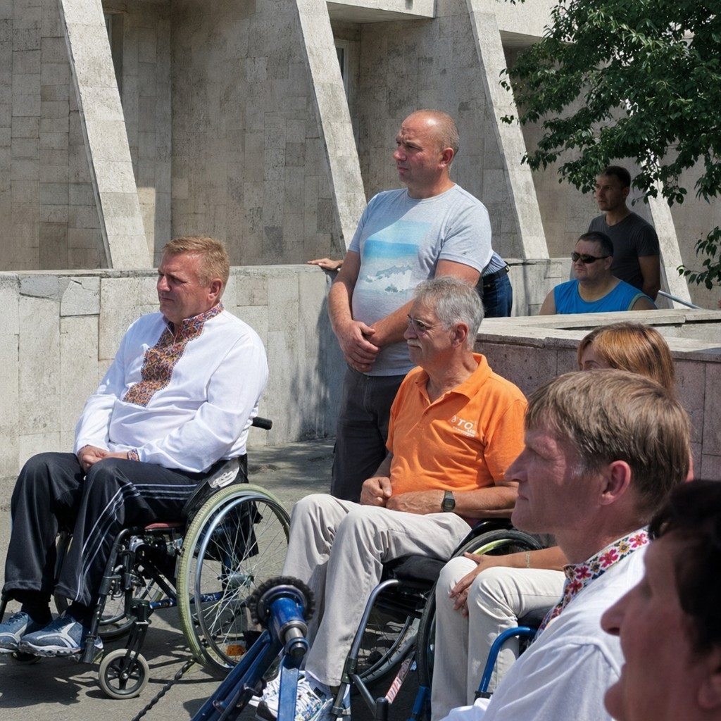 Participants at an outdoor community meeting